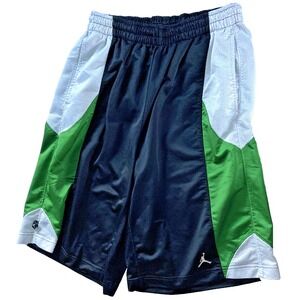 Jordan Basketball Shorts Mens Large Black Green White 100% Polyester Athletic